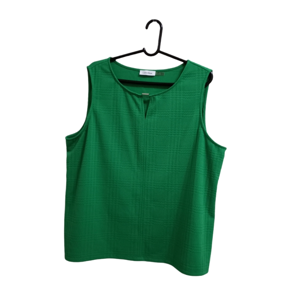 Calvin Klein Women's Green Sleeveless Top Size L